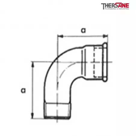 Raccord fonte galvanisé courbe grand rayon 90 mâle femelle Diamètre