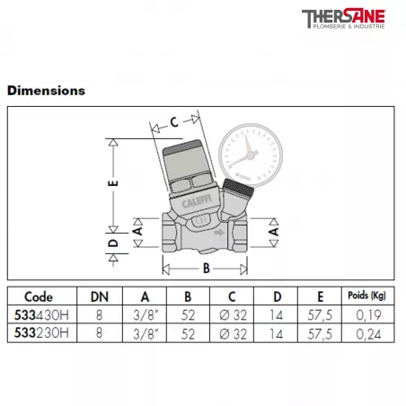 Réducteur de pression incliné 533 Mini Femelle Femelle Type de Kit ou