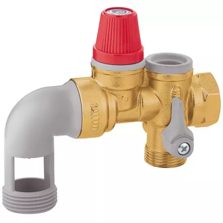 Groupe de sécurité coudé laiton standard 3/4" échappement 1" pour chauffe eau