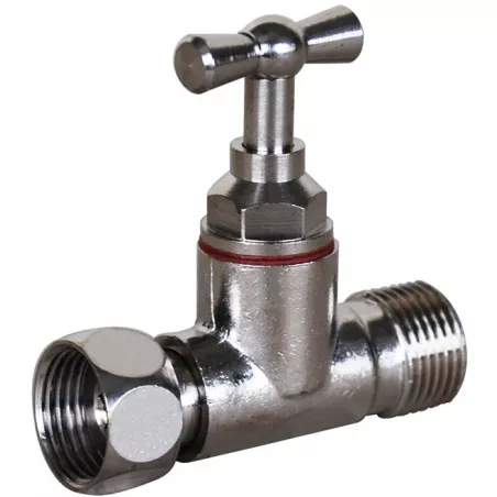 Robinet à potence droit pour réservoir de WC laiton nickelé mâle femelle 3/8"