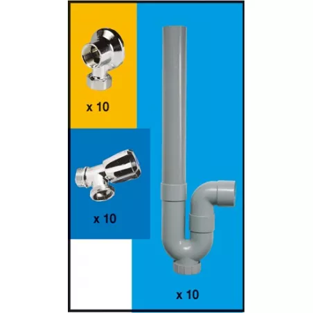 Colis de Kit pour machine à laver 10 robinets + 10 appliques + 10 siphons