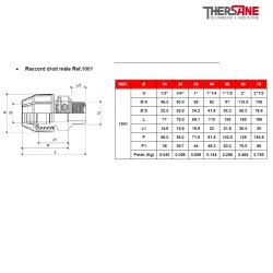 Raccord droit mâle Ref.1001