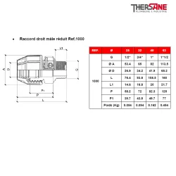 Raccord droit mâle réduit Ref.1000