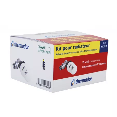 Kit pour radiateur avec tête thermostatique et robinet équerre