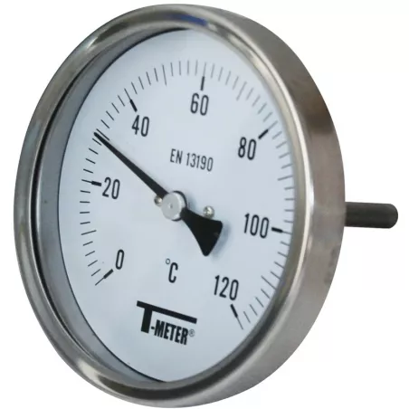 Thermomètre inox bimétallique à cadran avec raccord axial