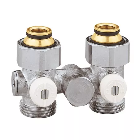 Vannes droites doubles monotube EUROCÔNE en H pour radiateur robinetterie intégrée  1/2" et 3/4"