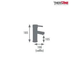 Dimension mitigeur chromé lavabo THEWA MET150