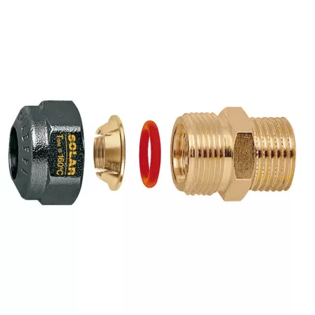 Raccord Mâle à compression pour circuit solaire laiton Ø22  mâle 3/4"