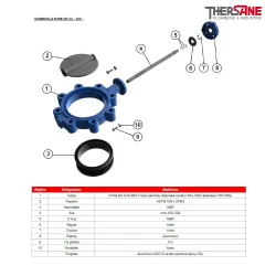 Nomenclature DN 32-200 Robinet papillon à oreilles taraudées gamme excellence TTV corps fonte papillon inox manchette NBR