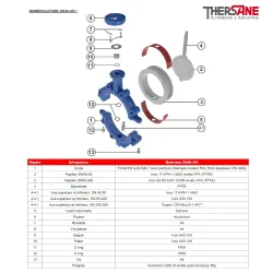 Nomenclature DN 40-300 Robinet papillon à oreilles taraudées gamme excellence TTV corps fonte papillon inox revétu PTFE