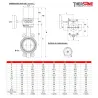 Dimensions 50-200 Robinet papillon à oreilles taraudées gamme excellence TTV avec contacts pour réseaux incendie