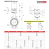 Dimensions 250-300 Robinet papillon à oreilles taraudées gamme excellence TTV avec contacts pour réseaux incendie