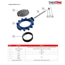 Nomenclature DN 250-400 Robinet papillon à oreilles taraudées gamme excellence TTV corps fonte papillon fonte / inox