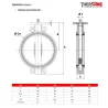 Dimension dn250-400 Robinet papillon à oreilles de centrage gamme excellence TTV corps fonte papillon inox manchette FKM
