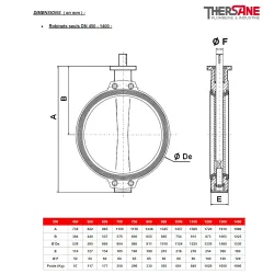 Dimension robinet seul dn450-1400 Robinet papillon à oreilles de centrage gamme excellence TTV corps fonte papillon inox 