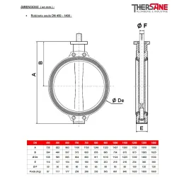 Dimensions DN 450-1400 Robinet papillon à oreilles de centrage gamme excellence TTV corps fonte papillon cupro alu