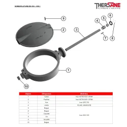 Nomenclature dn450-1400 Robinet papillon à oreilles de centrage gamme excellence TTV metal / metal non étanche